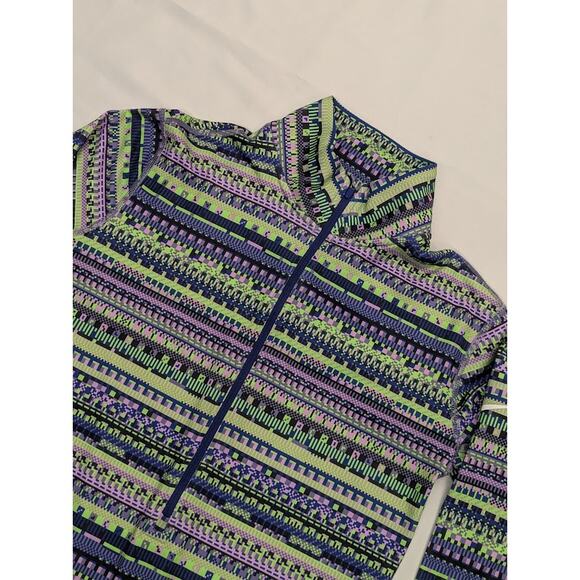 Nike Pro Hyperwarm 8 Bit Dri Fit Blue Purple Green 1/2 Zip Training Shirt Sz L - Picture 1 of 8